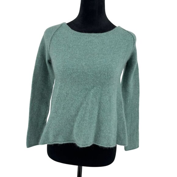 Decker Luxe Womens Cashmere Sweater Size Small Green Soft  Long Sleeve Oversized - Picture 1 of 7